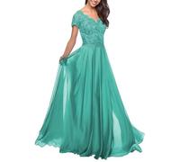 Sincemeet Abiti per la Madre della Sposa in Pizzo Abiti da Sera Formali a Maniche Corte in Chiffon con Linea A per Donne