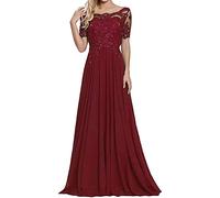 Sincemeet Abiti per la Madre della Sposa in Pizzo Abito da Sera in Chiffon a Maniche Corte Abito Lungo da Ballo