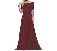 Sincemeet Abiti per la Madre della Sposa in Pizzo Abito da Sera in Chiffon a Maniche Corte Abito Lungo da Ballo