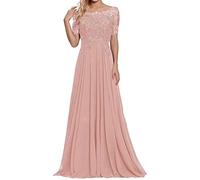 Sincemeet Abiti per la Madre della Sposa in Pizzo Abito da Sera in Chiffon a Maniche Corte Abito Lungo da Ballo