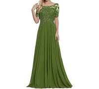 Sincemeet Abiti per la Madre della Sposa in Pizzo Abito da Sera in Chiffon a Maniche Corte Abito Lungo da Ballo