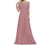 Sincemeet Abiti per la Madre della Sposa in Pizzo Abito da Sera in Chiffon a Maniche Corte Abito Lungo da Ballo