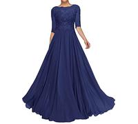 Sincemeet Abiti per la Madre della Sposa in Pizzo Abito da Sposa Lungo in Chiffon a Maniche Corte Abiti da Sera Formali