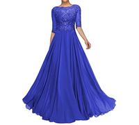 Sincemeet Abiti per la Madre della Sposa in Pizzo Abito da Sposa Lungo in Chiffon a Maniche Corte Abiti da Sera Formali