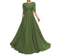 Sincemeet Abiti per la Madre della Sposa in Pizzo Abito da Sposa Lungo in Chiffon a Maniche Corte Abiti da Sera Formali