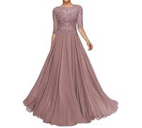 Sincemeet Abiti per la Madre della Sposa in Pizzo Abito da Sposa Lungo in Chiffon a Maniche Corte Abiti da Sera Formali