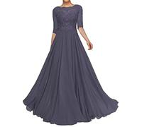 Sincemeet Abiti per la Madre della Sposa in Pizzo Abito da Sposa Lungo in Chiffon a Maniche Corte Abiti da Sera Formali