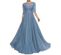 Sincemeet Abiti per la Madre della Sposa in Pizzo Abito da Sposa Lungo in Chiffon a Maniche Corte Abiti da Sera Formali