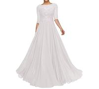 Sincemeet Abiti per la Madre della Sposa in Pizzo Abito da Sposa Lungo in Chiffon a Maniche Corte Abiti da Sera Formali