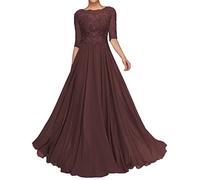 Sincemeet Abiti per la Madre della Sposa in Pizzo Abito da Sposa Lungo in Chiffon a Maniche Corte Abiti da Sera Formali