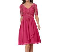 Sincemeet Abito da Cerimonia Madre della Sposa in Chiffon Midi Abiti da Sera Manica Lunga Elegante Abiti da Damigella Abiti da Ballo