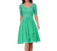 Sincemeet Abito da Cerimonia Madre della Sposa in Chiffon Midi Abiti da Sera Manica Lunga Elegante Abiti da Damigella Abiti da Ballo