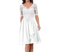 Sincemeet Abito da Cerimonia Madre della Sposa in Chiffon Midi Abiti da Sera Manica Lunga Elegante Abiti da Damigella Abiti da Ballo