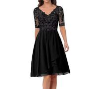 Sincemeet Abito da Cerimonia Madre della Sposa in Chiffon Midi Abiti da Sera Manica Lunga Elegante Abiti da Damigella Abiti da Ballo