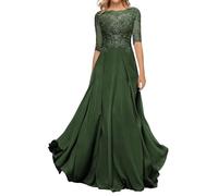 Sincemeet Abito da Madre della Sposa in Chiffon di Pizzo da Donna Abito da Sera Formale con Maniche a 3/4 Un Abito da Ballo di Linea