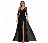Sincemeet Abito da Sposa per la Madre della Sposa in Chiffon con Applicazioni in Pizzo e Scollo a V, Abito da Donna per la Madre dello Sposo