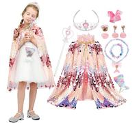 Sincere Party 10 pz Sirena Paillettes Rosa Principessa Capo con Sacchetto, Gioielli Grande Regalo per Bambine 3-8 anni
