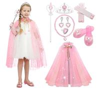Sincere Party 11 pz Cappotto rosa della principessa del tulle della ragazza con gioielli di plastica e scarpe di plastica costume set regalo per 3-8 anni della ragazza