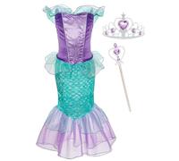 Sincere Party Abito da principessa sirena della ragazza, Ariel Cosplay Dress con bacchetta e corona 7-8 anni