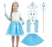 Sincere Party Accessori per costume da principessa per ragazze, per cosplay, squisiti set di abbinamenti, set di tutù da Elsa, per bambine dai 3 agli 8 anni, blu
