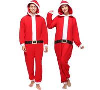 Sincere Party Adulto Mr Santa Onesie Costume, Pile Babbo Natale One-Piece Christma Pigiama Outfit per Gli Uomini e Le Donne Piccolo