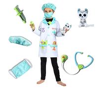 Sincere Party Costume da Gioco di Ruolo Veterinario,Set di Cappotti da Laboratorio Veterinario per Bambini,Paziente Animale Peluche Incluso 3-5 Anni