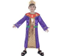 Sincere Party Costume da Re Magio del Presepe di Natale per bambini Vestirsi da Re di Natale con corona in tessuto, rosso, 9-10 anni