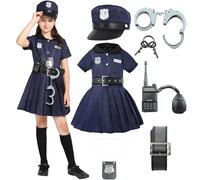 Sincere Party Costume dell'agente di polizia delle ragazze, Cutie Cop Dress Up Set di gioco di ruolo per le ragazze 6-8 anni