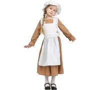 Sincere Party Costume vittoriano della ragazza vestito di cotone World Book Day Week Girl's Fancy Dress Brown XS3-4
