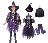Sincere Party Deluxe Accendere Viola Strega Costume per ragazze insieme a Cappello e Collant 3-4 anni
