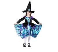 Sincere Party Halloween strega costume ragazze, Deluxe blu strega strega cappello gonna irregolare forma enorme cerchio Hem 9-10 anni
