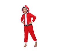 Sincere Party Santa Claus Onesie per i Bambini, Ragazze Ragazze Costume di Babbo Natale per Natale con Cappuccio Santa Hat 2X-Grande(12-14)