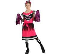 Sincere Party Scream Squad - Costume da cheerleader, con pompon, collant, guantoni da pesce, fascia in cerva cranio L (8-10)