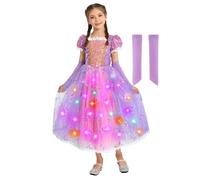 Sincere Party Vestito da Rapunzel viola con luci di lusso, vestito da principessa per la Giornata mondiale del libro, Halloween e molto altro ancora