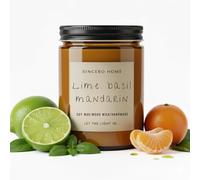 Sincero Home - Elegante Candela Profumata Lime Basilico e Mandarino per Uomini - Aromaterapia con Stoppino in Legno, Candela Fatta a Mano di Lusso 400g Durata 60 Ore