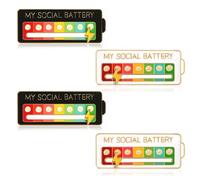SinChic Pin Della Batteria Sociale,4 PCS Batteria Sociale Pin My Social Battery Pin Spilla di Umore Sociale Divertente per L'umore Sociale per 7 Giorni per Donne E Uomini Bel Regalo Creativoi