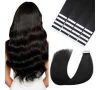 Sindra Extension Biadesive Capelli Veri Nero Jet 20Pezzi 45cm 50g Capelli Umani Estensioni Tape Remy Human Hair Extension Capelli Veri Biadesive(tape#1-45cm)