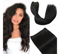 Sindra Extension Capelli Veri Tessitura 16 Pollici/40cm 80 Grammi Matassa Extension Capelli Veri Nero Naturale Sew in Weft Extensions Human Hair(weft#1B-40cm)
