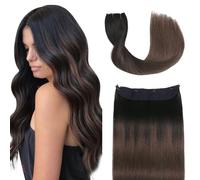 Sindra Extension di veri capelli umani con filo invisibile, 40,6 cm, 70 g, colore sfumato nero naturale a marrone medio, extension per donne (#1B/40,6 cm)