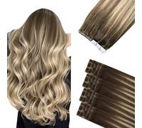 Sindra Extension per capelli naturali aderenti, 50 cm, #3/8/22 | 20pcs 55g Noce Brown a Ash Brown E Golden Blonde, Estensioni naturali adesive per capelli, invisibili, 20 inch