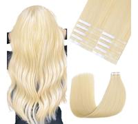 Sindra Extention Capelli Biadesive Biondo Platino #60 | 50cm 20Pezzi 50g, Invisibili Extension Capelli, Remy Biadesivo, Capello Umano, Liscio, 20pollici