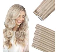 Sindra Invisi Edge Tape Ins Extension #18P60-Ash Bionda con Bleach Bionda, 20 pezzi, 45 cm, 50 g, aderenti, capelli naturali lisci (#18P60-45 cm)