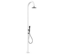Doccia da Giardino esterno LUNA ALU D in Alluminio Doppio Attacco Dimensioni 26x37x h 223,9 cm con Miscelatore e Doccino mobile acqua calda e Fredda da esterno In Acciaio Inox 316 L WHITE bianco