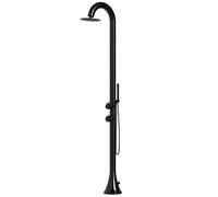 Doccia da Giardino esterno LUNA ALU D in Alluminio Doppio Attacco Dimensioni 26x37x h 223,9 cm con Miscelatore e Doccino mobile acqua calda e Fredda da esterno In Acciaio Inox 316 L Nero nero