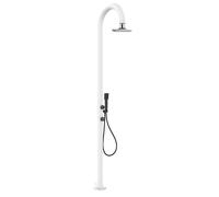 Doccia da esterno LUNA-ALU-D-BIANCA-LCD in Alluminio Doppio Attacco Dimensioni 26x37x h 223,9 cm con Miscelatore e Doccino mobile acqua calda e Fredda da esterno In Acciaio Inox 316 L WHITE bianco