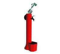 Fontanella da Giardino esterno In Polietilene TRITONE PRO capacità 5 litri 15x h 100 cm con tubo flessibile 7,5 mt esterno spruzzo 8 getti diversi resistente ai raggi UV, al gelo rossa rosso