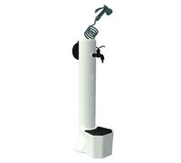 Fontanella da Giardino esterno In Polietilene TRITONE PRO WHITE capacità 5 litri Diametro 15x h 100 cm con tubo flessibile 7,5 mt esterno spruzzo 8 getti diversi resistente ai raggi UV, al gelo bianco