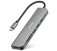 SINEHO HUB USB C 7-IN-1, Adattatore usb c con HDTV 4K, PD 100W, 3 porte dati USB-A, lettore di schede SD/TF - Compatibile con MacBook, Dell XPS, Surface Pro e molto altro