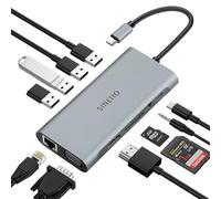 SINEHO HUB USB C Docking Station, 11 in 1 Adattatore USB C con 4K HDMI, VGA, Ethernet, 4 porte USB, SD/TF, 100W PD, Audio 3,5 mm, Compatibile con MacBook Pro/Air, Surface, DELL, HP e altri