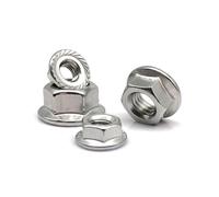 SINEKY 10 pz Mano Sinistra Filettatura M4 M5 M6 M8 M10 M12 in Acciaio Inox 304 Rotazione Inversa Esagonale Esagonale Seghettato Blocco Spinlock Flangia Dado(Size:10pcs M6)